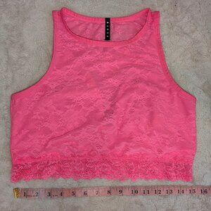 Savage X Fenty size XL High Neck Lace Sports Bra Neon Pink